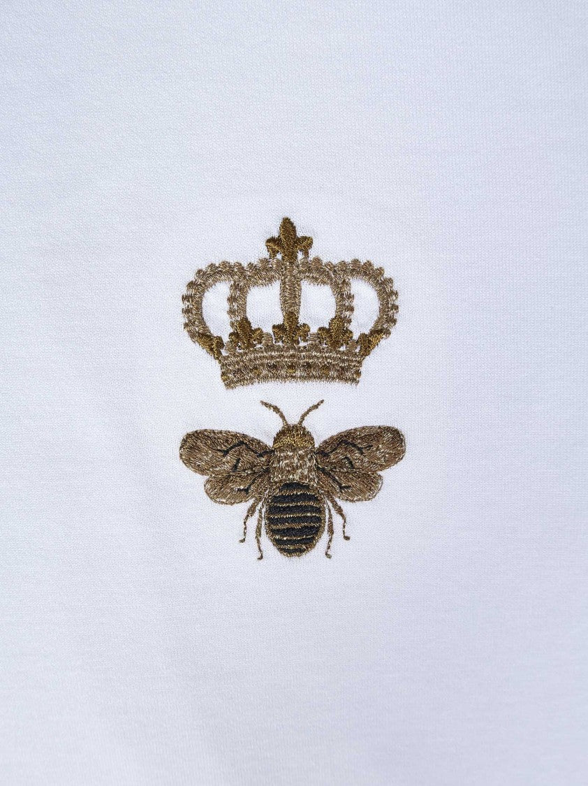 Dolce & Gabbana White T-Shirt With Gold Lurex Embroidery