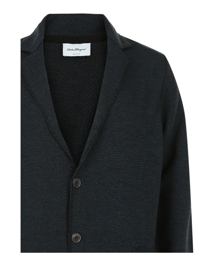 Ferragamo Notched Lapel Wool Cardigan