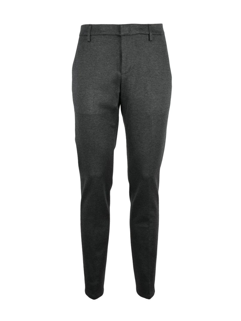 Dondup Black Gaubert Herringbone Viscose-Blend Trousers