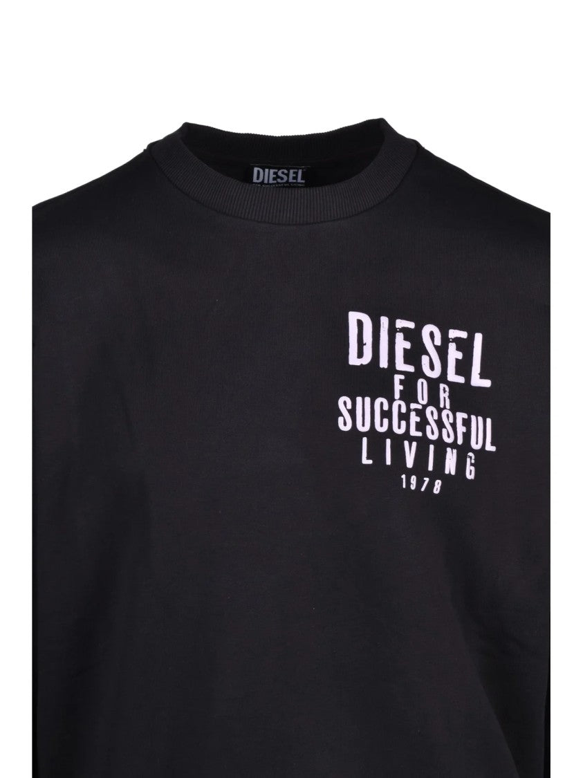 Diesel Classic Fit Cotton Sweatshirt With Signature Logo Detail