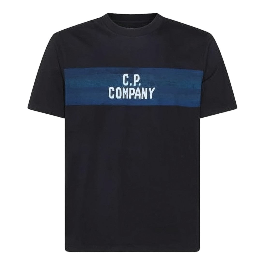C.P. Company Short-Sleeved T-Shirt With Bold Text And Horizontal Stripes