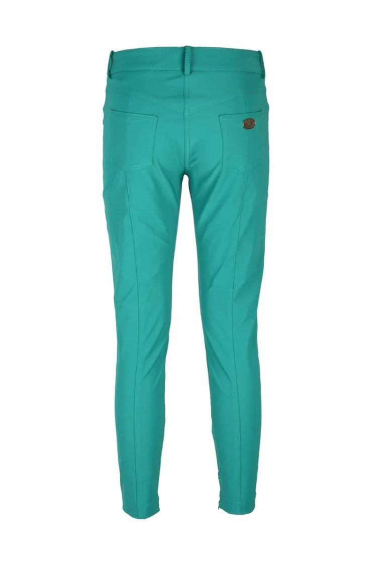 Elisabetta Franchi Cropped Green Trousers With Mid-Rise Waist