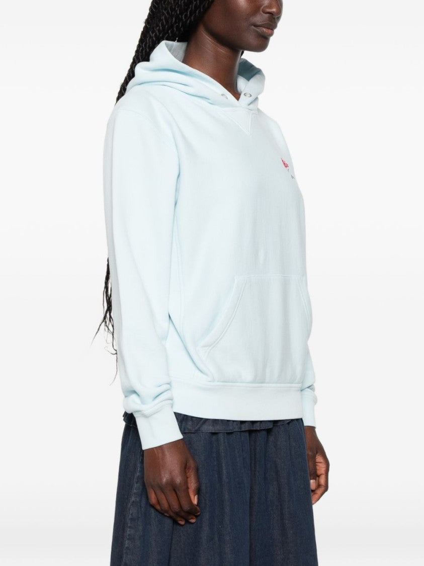 Kenzo Light Blue Embroidered Flower Hooded Sweatshirt