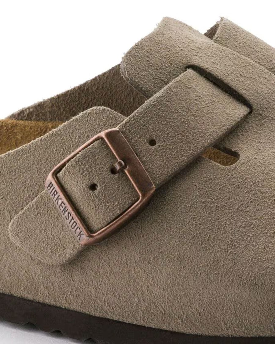 Birkenstock Boston Taupe Suede Leather Sabot - Calz. S