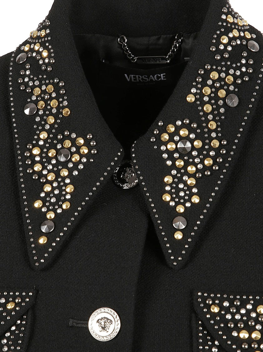 Versace Lightweight Double Wool Crepe Short Jacket