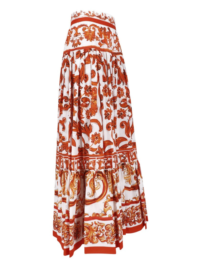 Dolce & Gabbana Multicolor Majolica Printed Maxi Skirt
