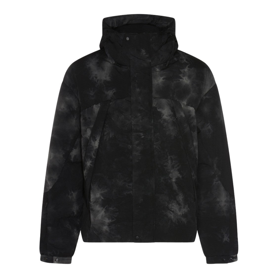 Jg1 Casual Black Tie-Dye Coat With High Collar
