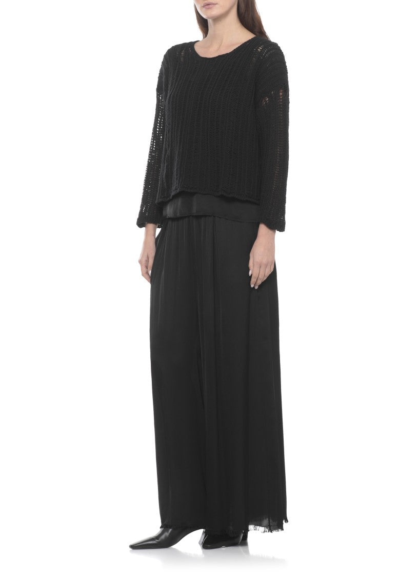 Sanctamuerte Black Wide Neck Cotton Sweater