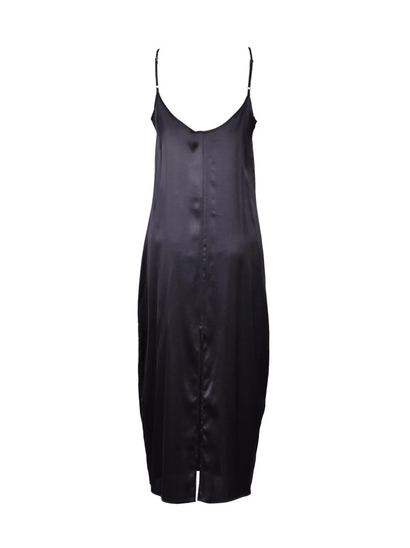 Wild Cashmere Black Fluid Silk-Blend Midi Slip Dress