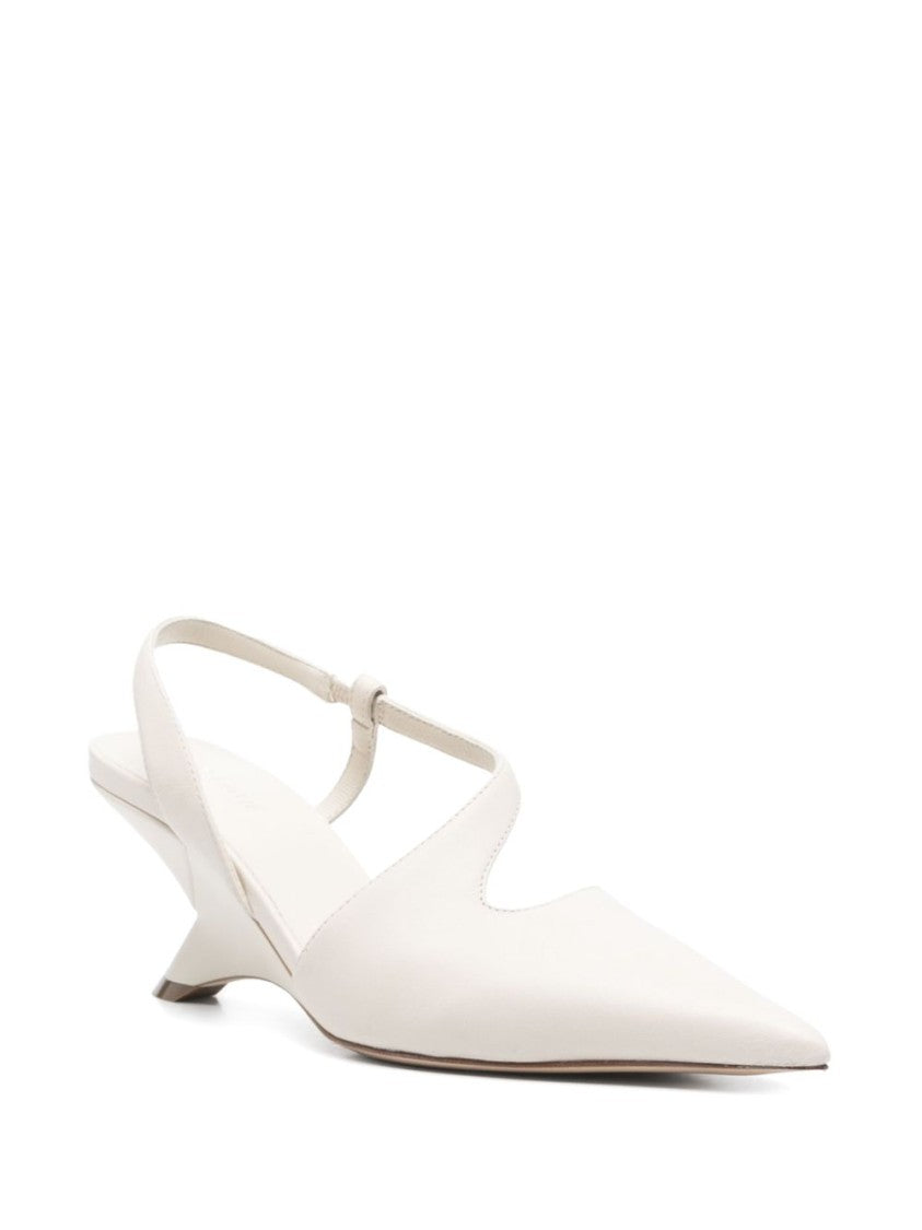 Vic Matié Almond Beige Cut-Out Detail Pumps With Slingback Strap