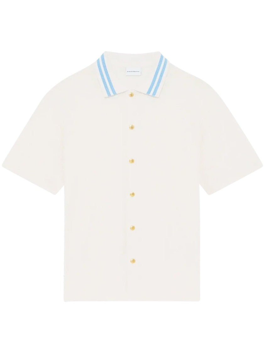 Drôle De Monsieur Short-Sleeved Beige Shirt With Monogram Pattern