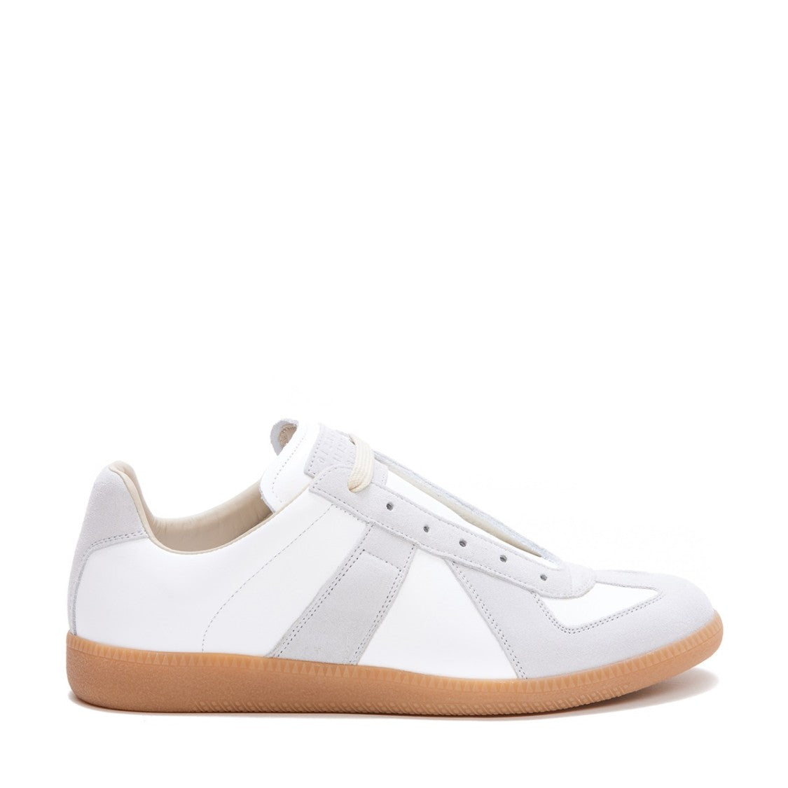 Maison Margiela Low-Top White Leather Sneakers With Contrasting Panels