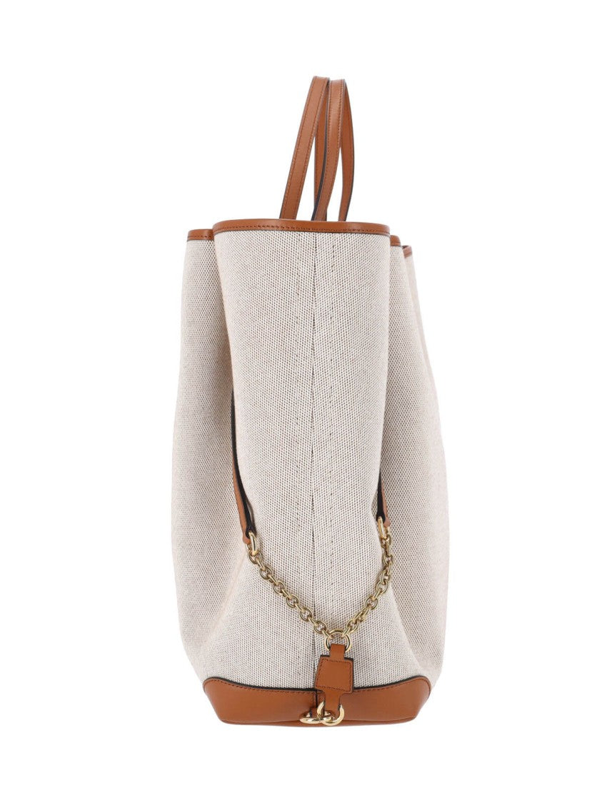 Chloé Canvas Tote Bag With Leather Trim