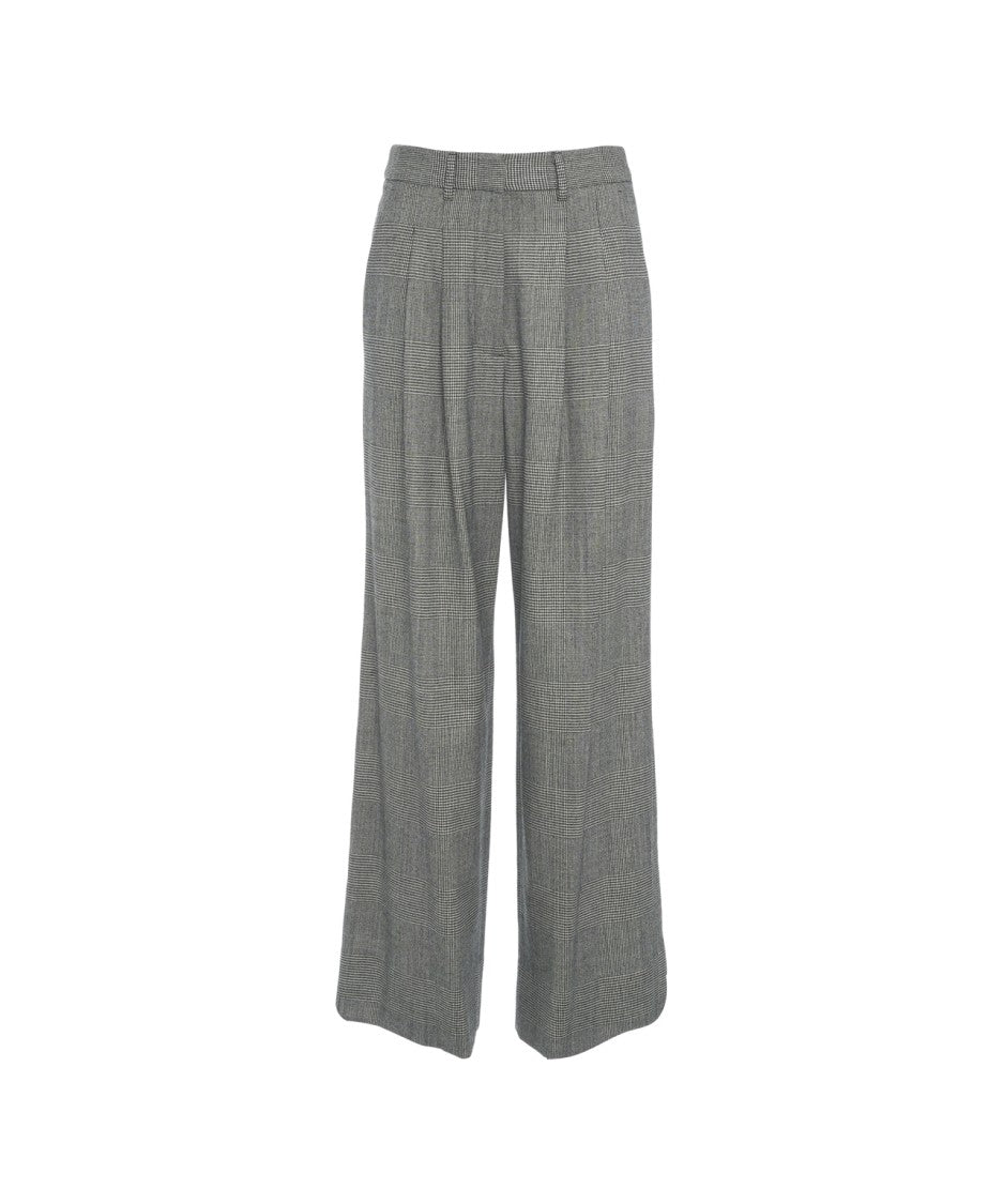 Pt Torino Glencheck Wide-Leg Palazzo Trousers With Pleated Front