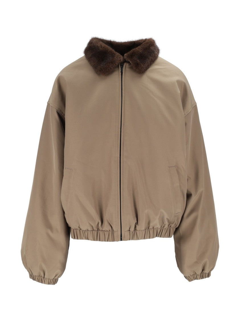 Eleh Mud Cropped Faux Fur Collar Jacket