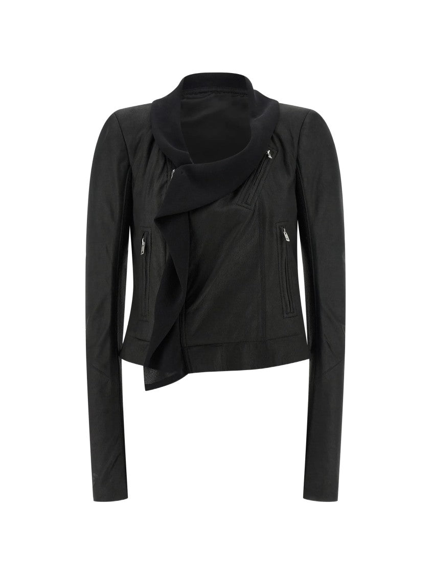 Rick Owens Scarf Biker Cropped Leather Jacket