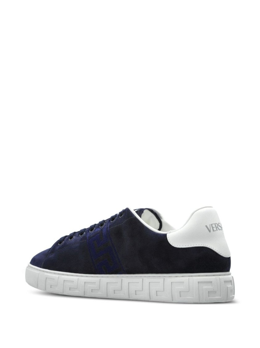 Versace Navy Suede Low-Top Sneakers