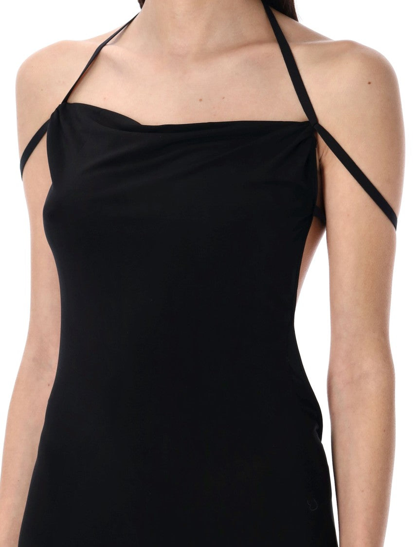 Marine Serre Cowl Neck Draped Jersey Long Dress