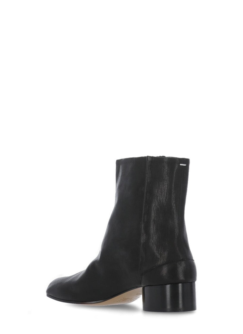 Maison Margiela Black Tabi Low-Heel Leather Boots