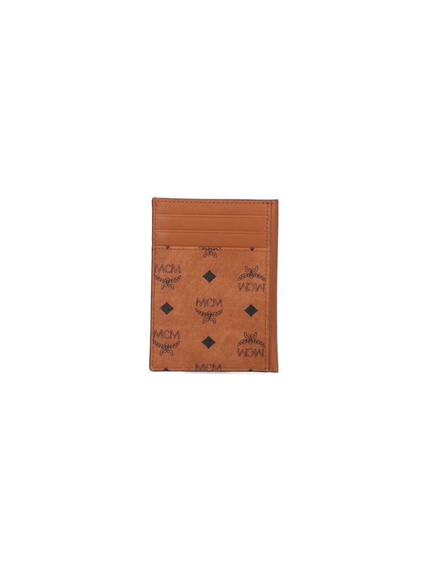 Mcm "N/S" Vertical Card Holder, In Brown Visetos Eco-Leather