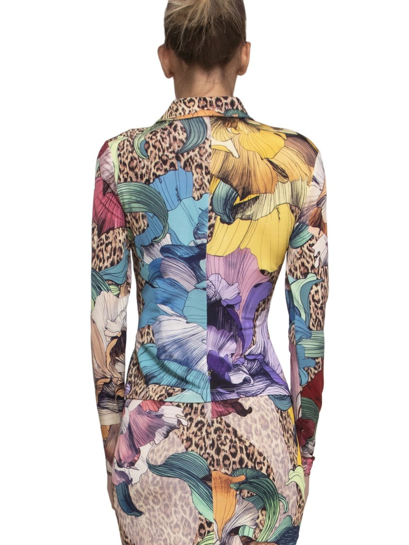 Just Cavalli Slim-Fit Floral Leopard Print Shirt