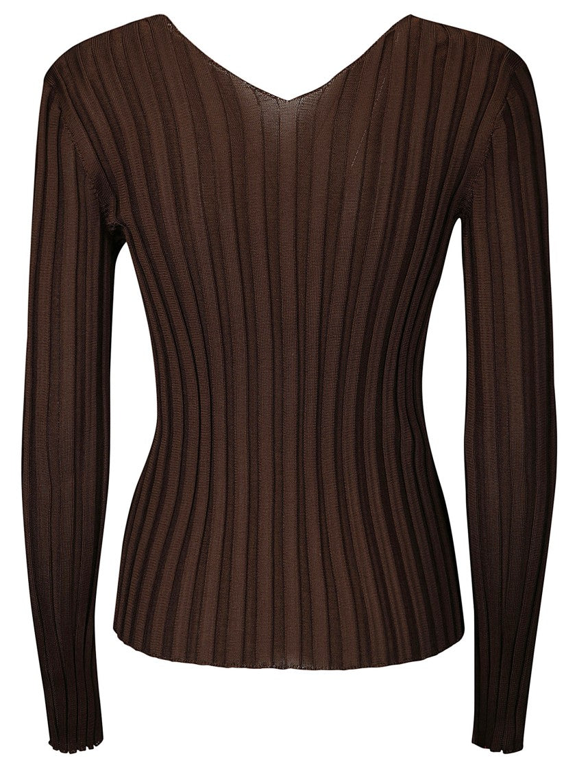 Lussi Ribbed Silk Long-Sleeved Sweater