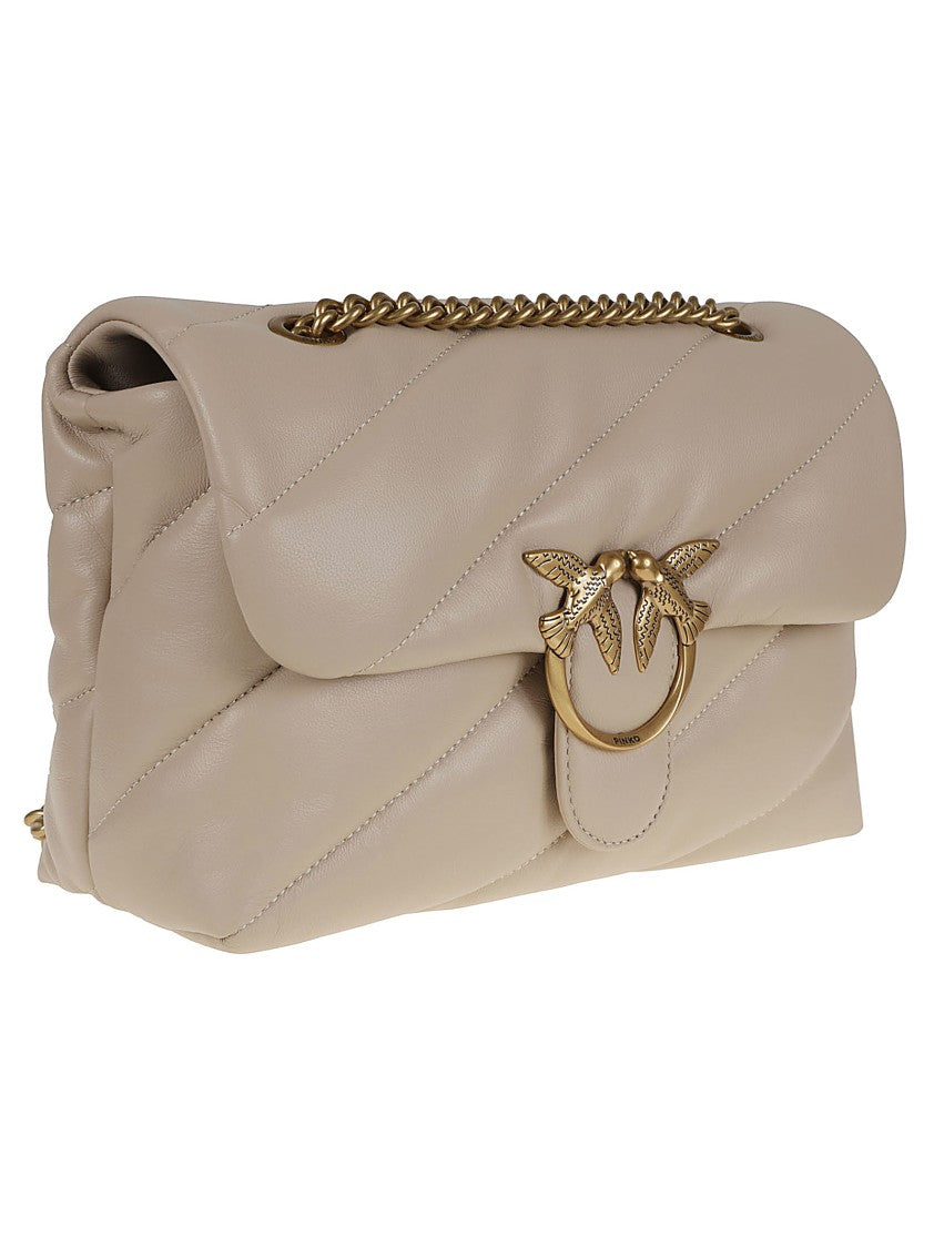 Pinko Quilted Calfskin Shoulder Bag With Gold-Tone Logo Buckle
