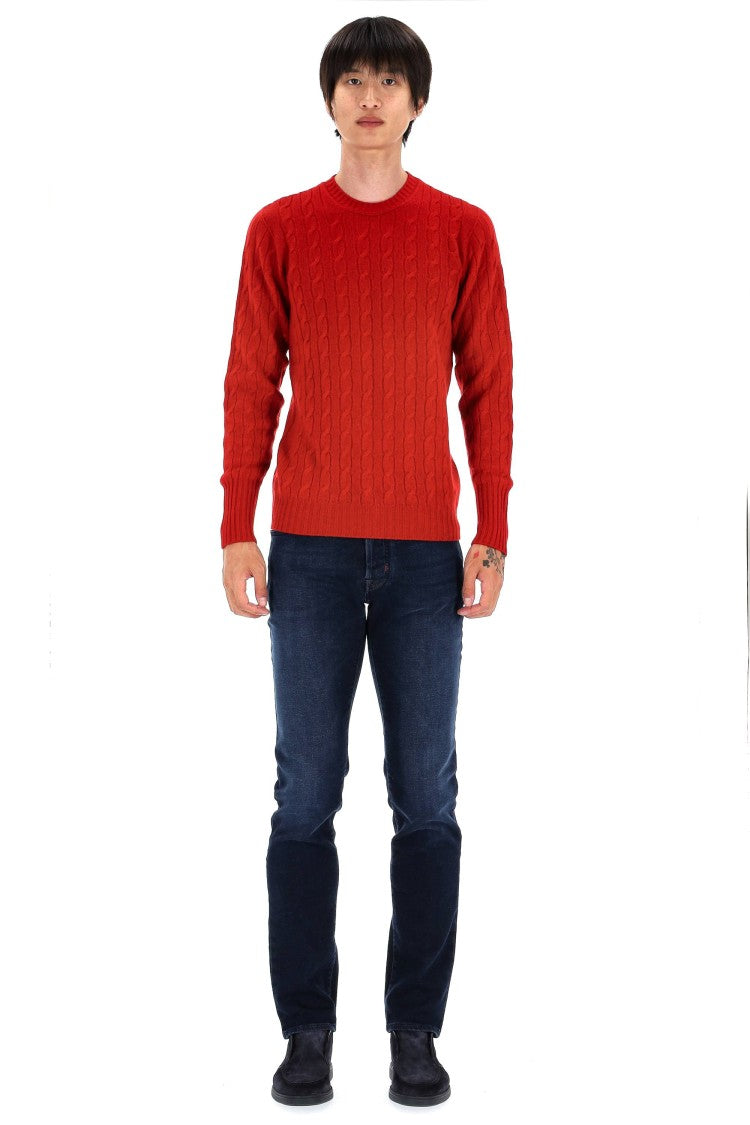 Drumohr Pure Cashmere Cable Knit Crewneck Sweater