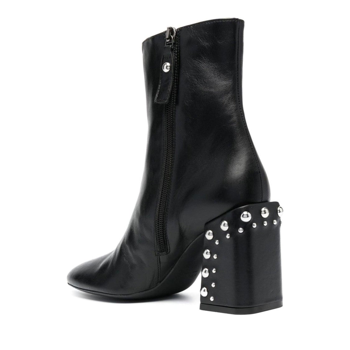 Furla Black Pointed Toe Metallic Detail Sheep Leather Ankle Boots