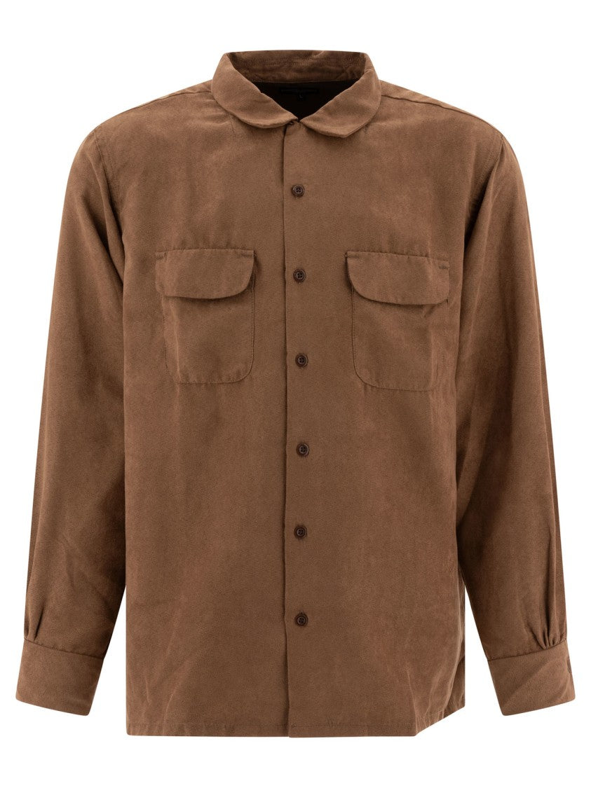 Engineered Garments Brown Structured Fabric Shirt With Button-Down Front