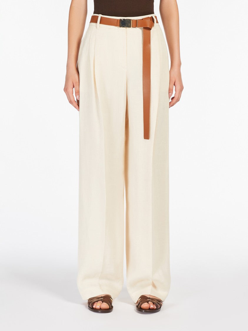 Max Mara High-Waisted Wide-Leg Trousers With Pleated Detailing