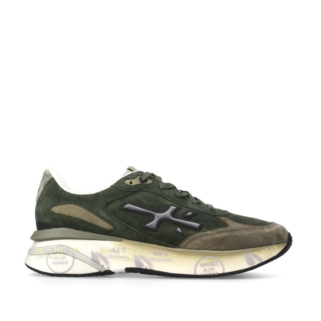 Premiata Olive Green Suede Moerun Sneakers With Cushioned Sole