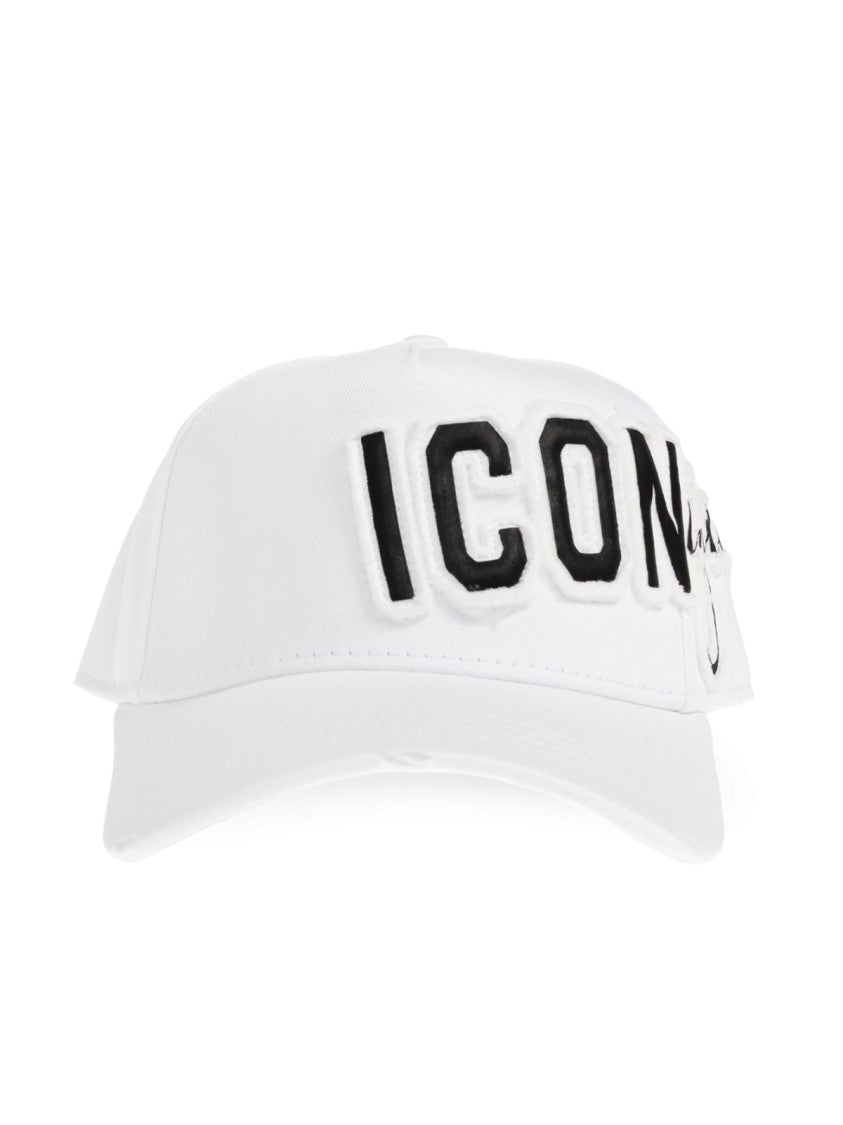 Dsquared2 White Iconique Logo Cotton Baseball Cap