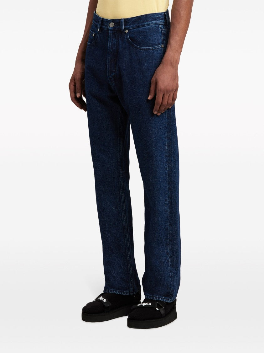 Palm Angels Dark Blue Classic Logo Cotton Denim Jeans