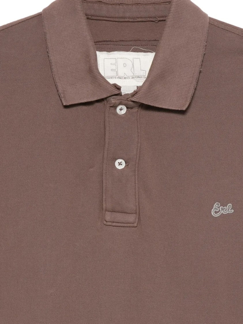 Erl Brown Embroidered Logo Polo Shirt
