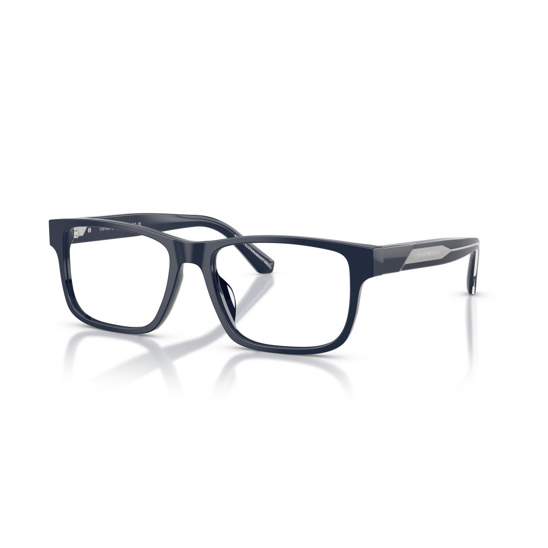 Emporio Armani 0Ea3265u Rectangular Black Acetate Eyeglasses With Metallic Accents