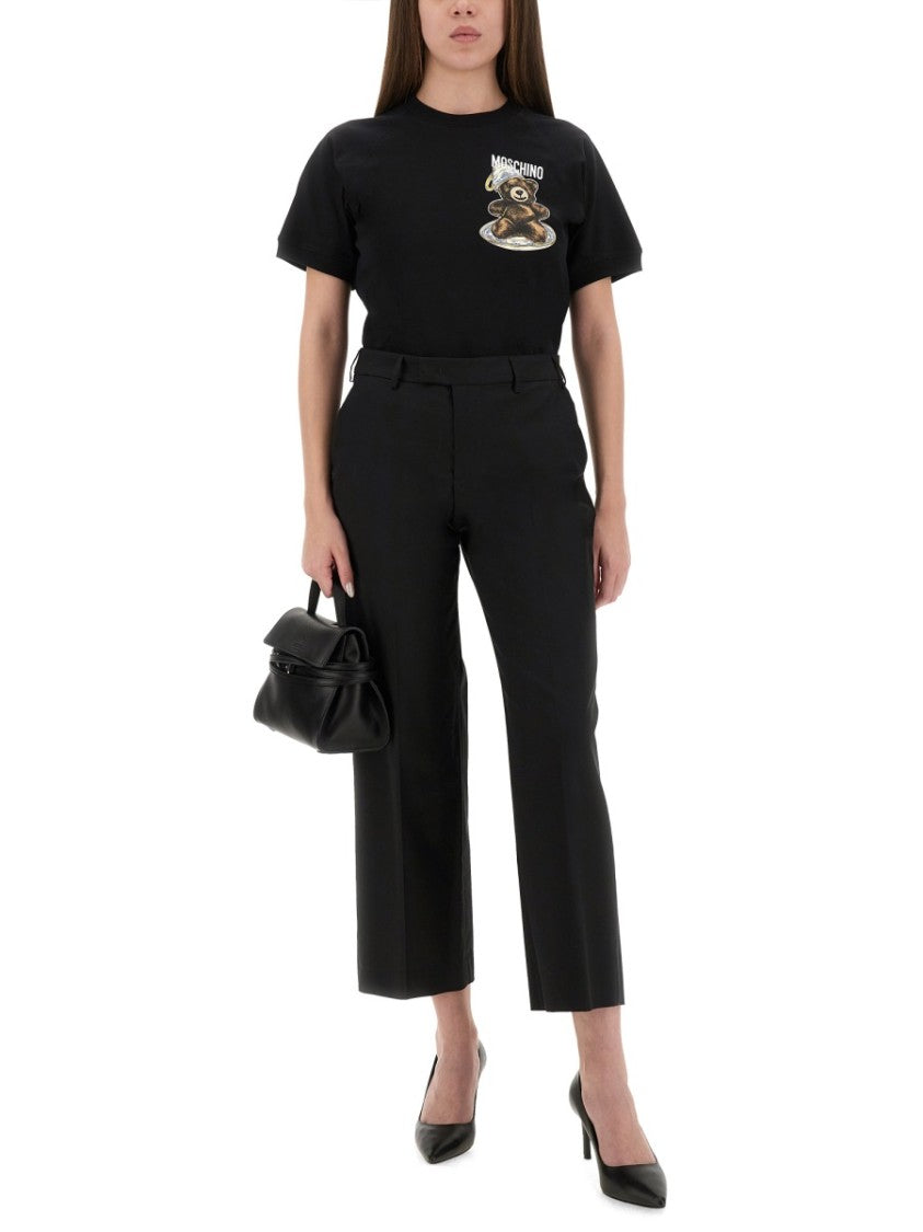 Moschino Playful Black T-Shirt With Teddy Bear Print