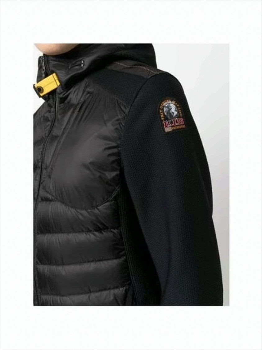 Parajumpers Quilted Black Insulated Jacket With Textured Sleeves