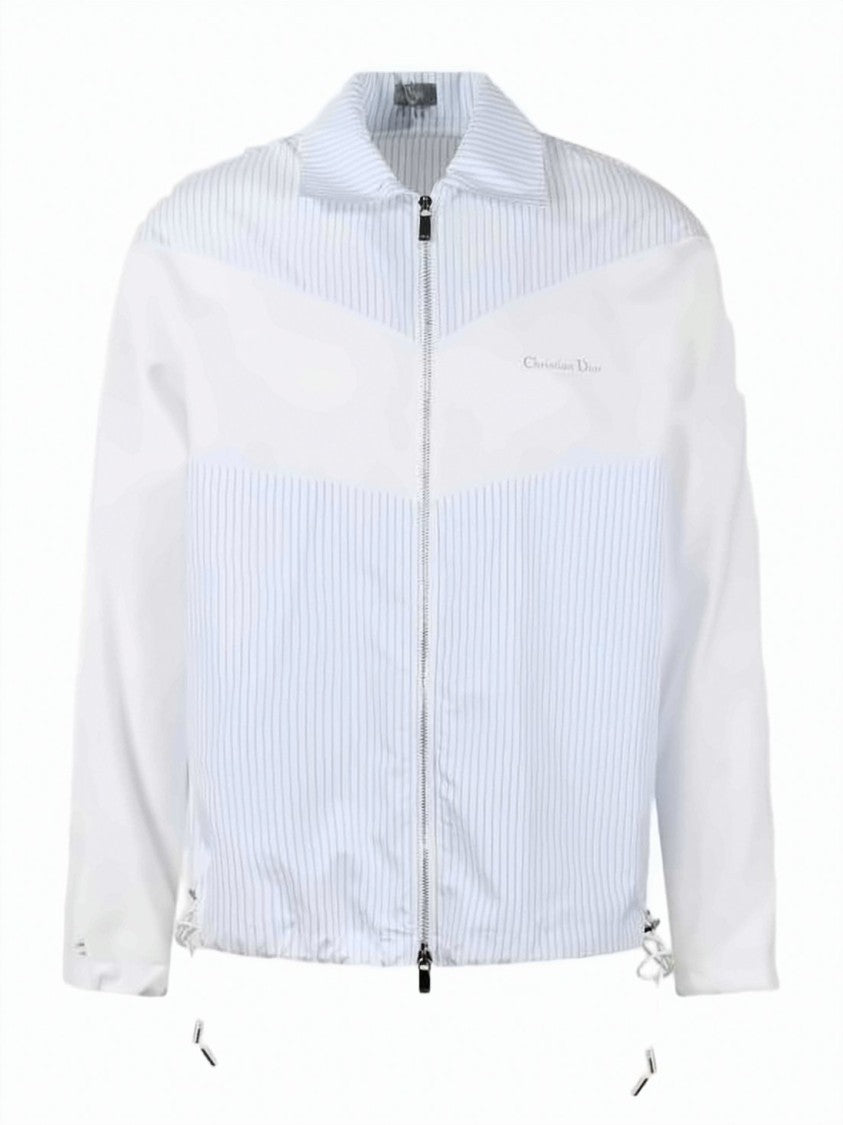 Dior Lightweight Bomber Jacket With Chevron Pattern And Adjustable Drawstrings