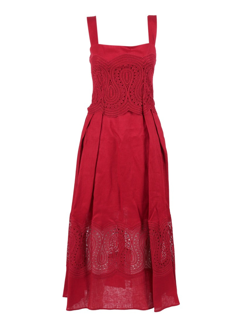 Clips Lace Detail Pleated Midi Dress