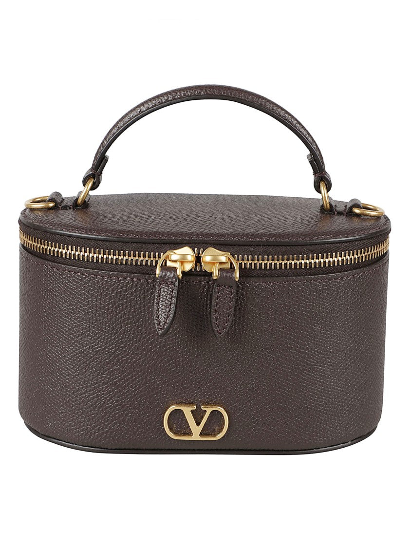 Valentino Garavani Oval-Shaped Structured Handbag In Textured Split Calf Leather