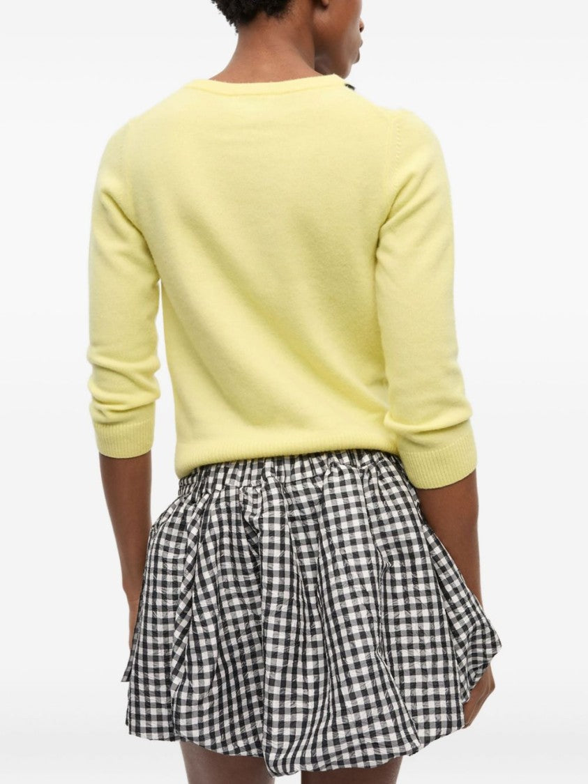 Ganni Multi-Color Check Cardigan With Silver-Tone Button Closure