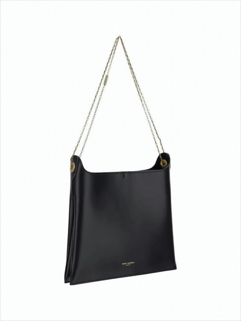 Saint Laurent Minimalist Black Calf Leather Shoulder Bag