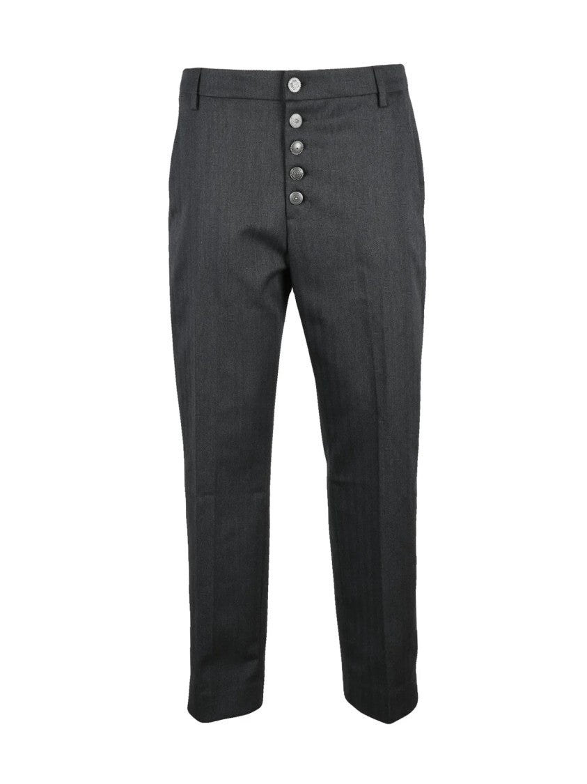Dondup Tapered Leg Tailored Pants With Jewel Buttons