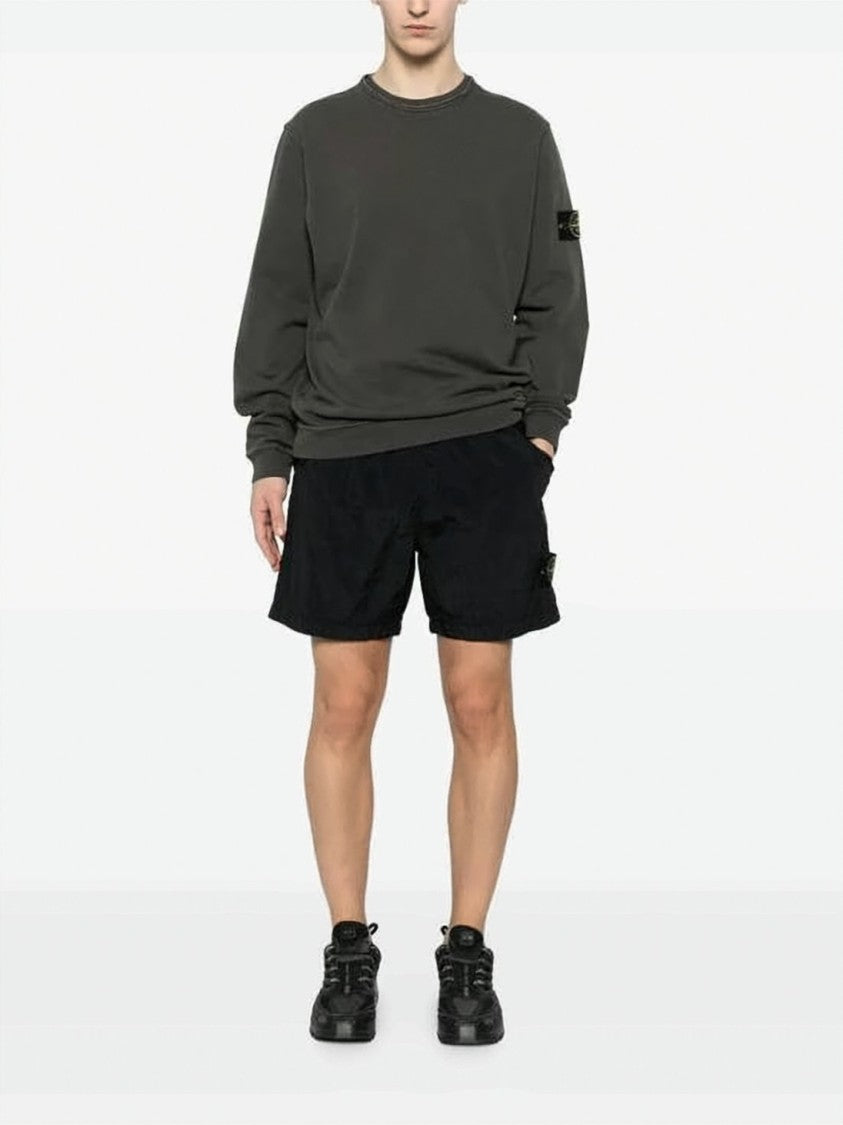 Stone Island Black Polyamide Shorts With Distinctive Patch Logo