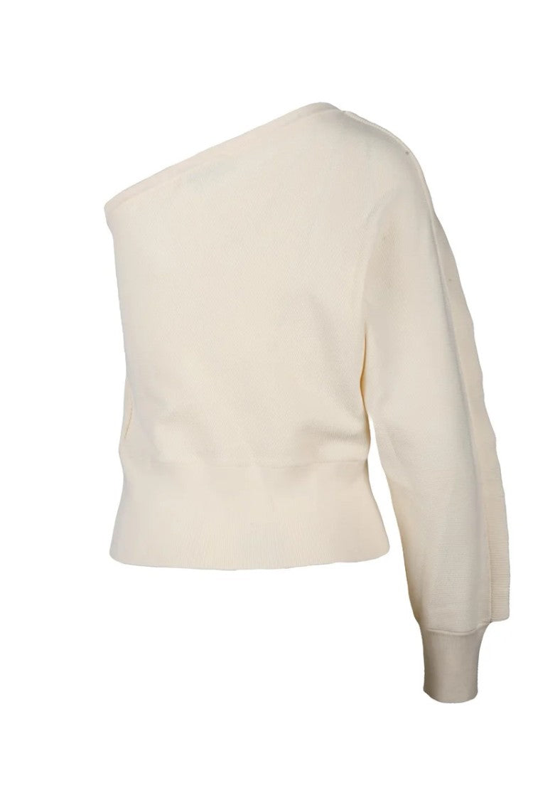 Max Mara One-Shoulder Viscose Polyester Top - White