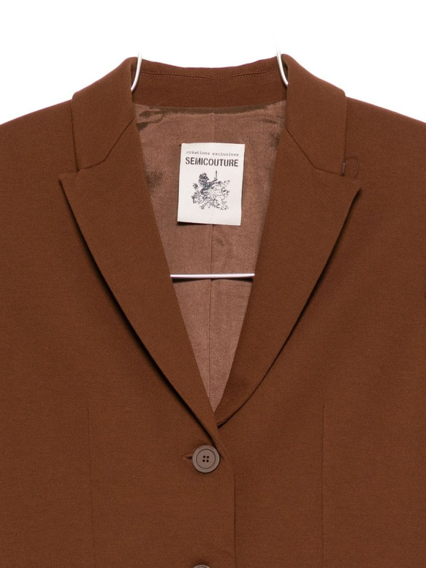 Semi Couture Tailored Brown Blazer With Notched Lapel