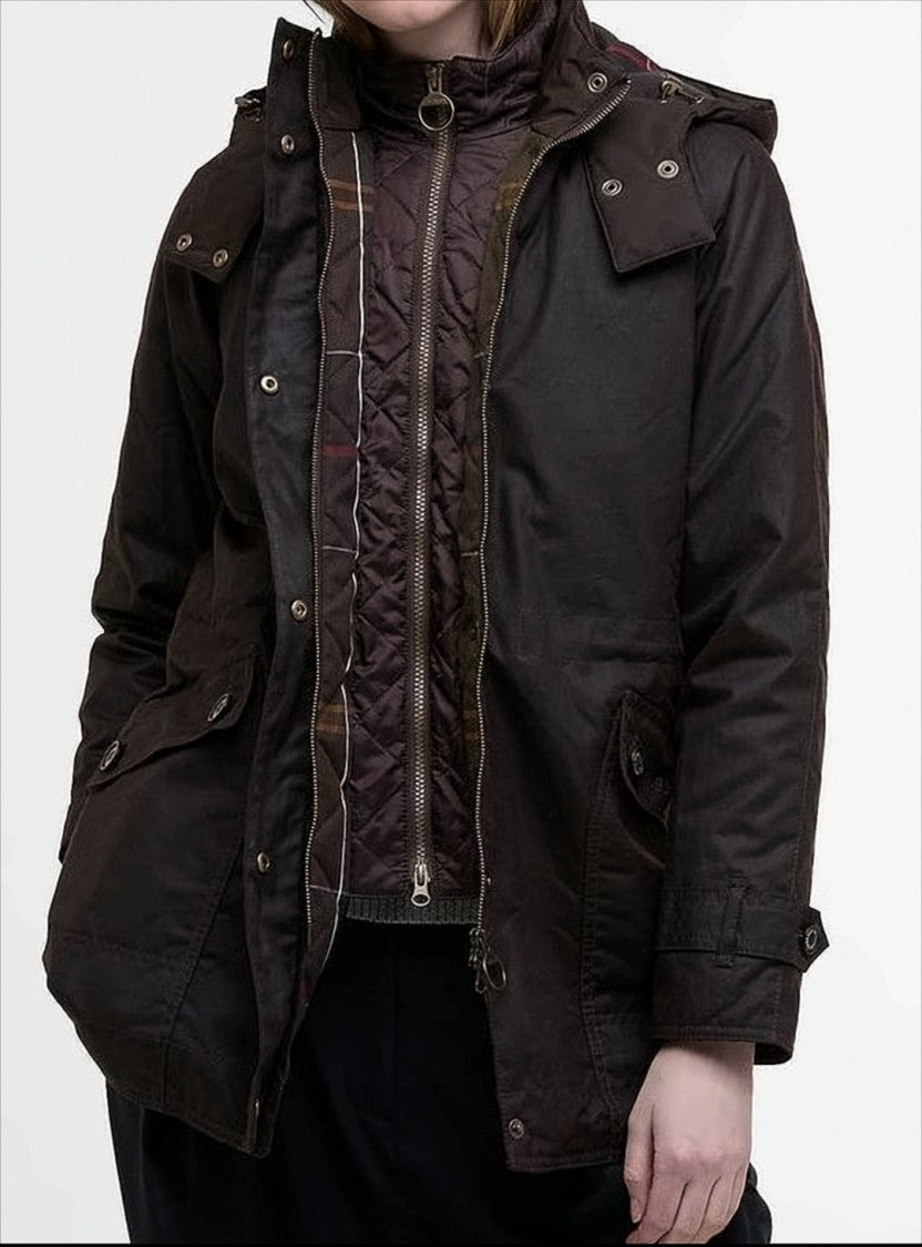 Barbour Mid-Length Waxed Jacket With Parka-Inspired Fishtail
