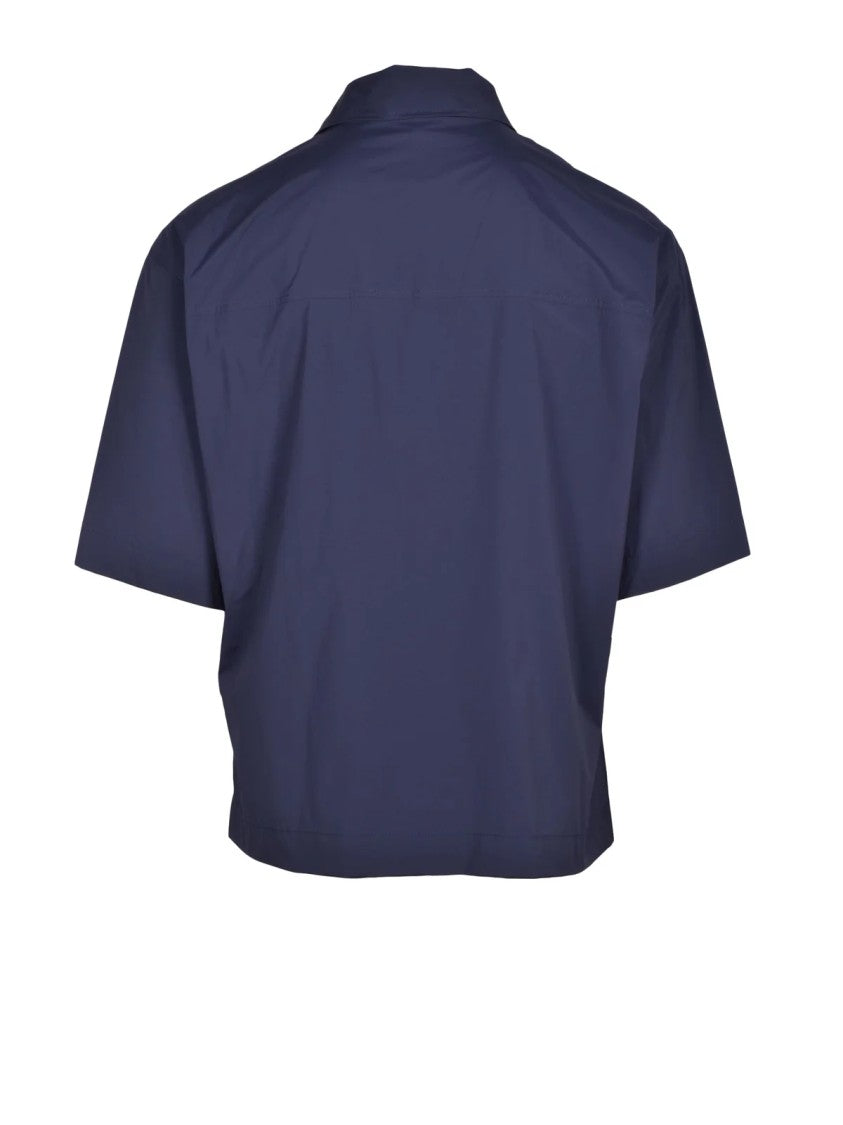 Herno Blue Technical Fabric Short-Sleeve Shirt