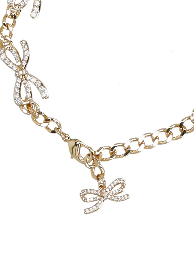Self-Portrait Gold-Plated Brass Bracelet With Crystal Bow Motifs